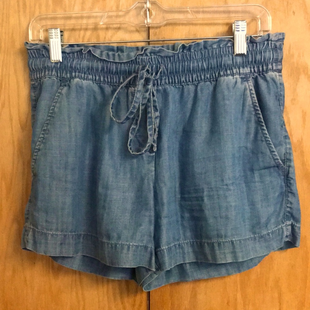 LOFT Tie Waist Denim Shorts